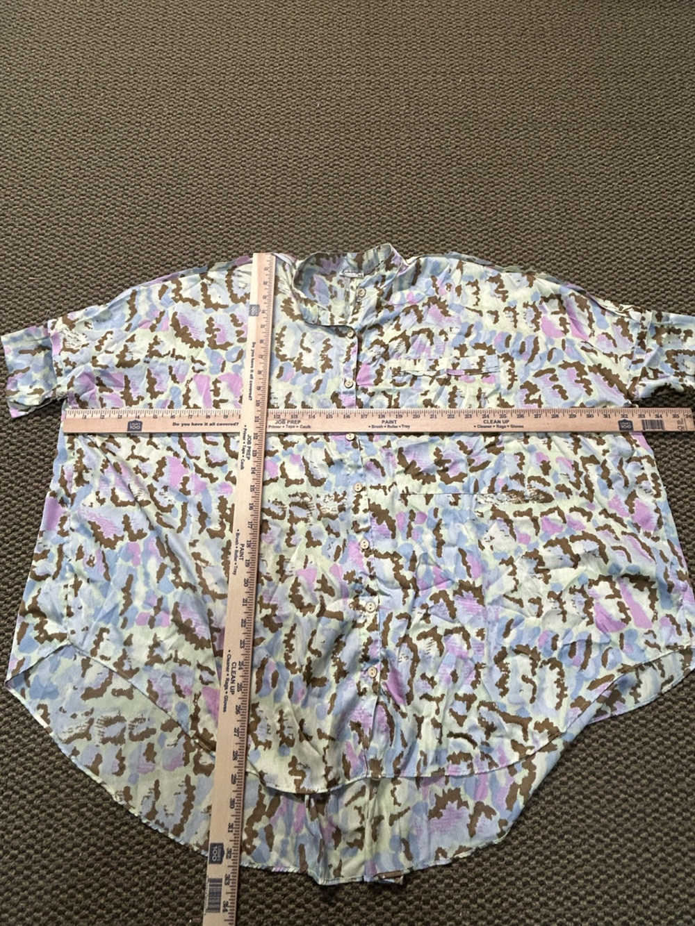 Free People Pastel Animal Print Shirt in Blue, Pink, Yellow & Brown - Picture 4 of 7